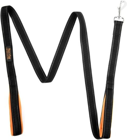 Mighty Paw HandleX2 Nylon Reflective Dog Leash, Black & Orange, 6-ft long, 1-in wide slide 1 of 7