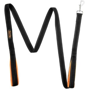 Mighty Paw HandleX2 Nylon Reflective Dog Leash, Black & Orange, 6-ft long, 1-in wide