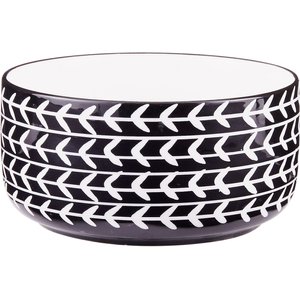Signature Housewares Black Arrow Non-Skid Ceramic Dog & Cat Bowl, 3-cup