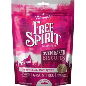 Triumph Free Spirit Grain-Free Deboned Salmon Recipe Oven-Baked Biscuit Dog Treats, 12-oz bag