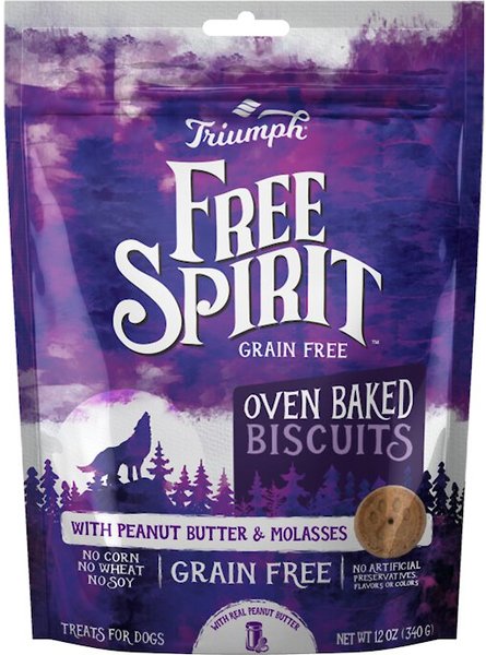 Triumph Free Spirit Grain-Free Peanut Butter & Molasses Recipe Oven-Baked Biscuit Dog Treats, 12-oz bag slide 1 of 2