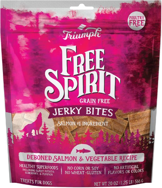 Triumph Free Spirit Jerky Bites Deboned Salmon & Vegetable Dog Treats, 20-oz container slide 1 of 2