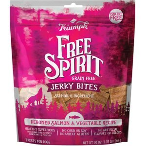 Triumph Free Spirit Jerky Bites Deboned Salmon & Vegetable Dog Treats, 20-oz container
