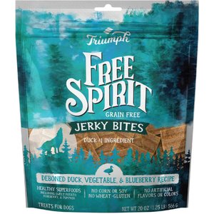 Triumph Jerky Bites Deboned Duck, Vegetable & Blueberry Grain-Free Dog Treats, 20-oz container