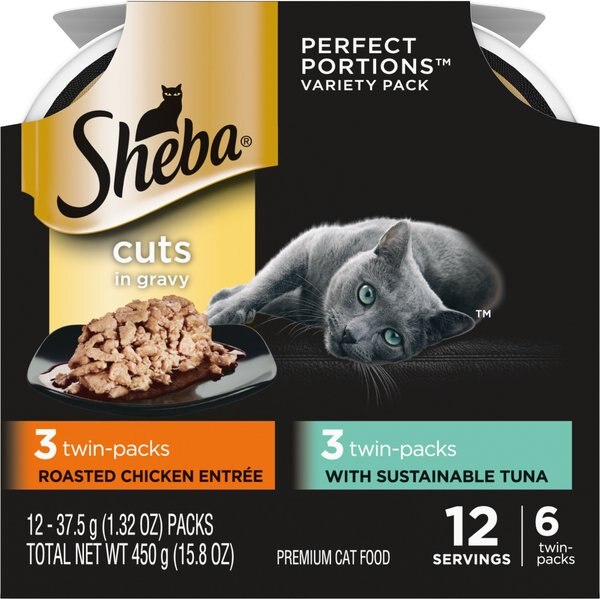 Sheba Perfect Portions Multipack Tuna & Roasted Chicken Entree Cat Food Trays, 2.6-oz, case of 6 twin-packs slide 1 of 10