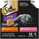Sheba Perfect Portions Multipack Chicken and Salmon Entrée Cat Food Trays, 2.6-oz, case of 6 twin-packs