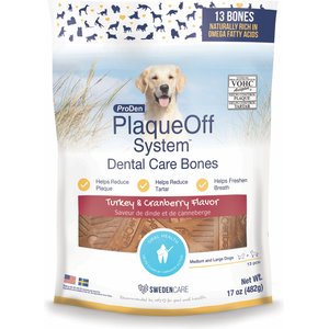 ProDen PlaqueOff System Turkey & Cranberry Flavored Dental Bone Dog Treats, 13 count