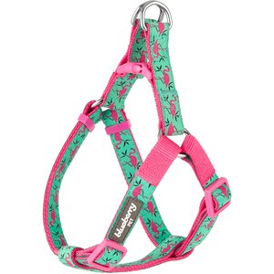 Blueberry Pet Spring Prints Nylon Step In Back Clip Dog Harness, Pink Flamingo on Light Emerald, Medium: 20 to 26-in chest