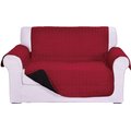 Elegant Comfort Reversible Quilted Sofa Cover, Burgundy/Black