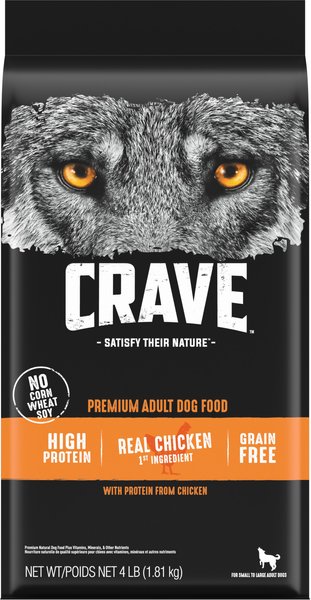 Crave High Protein Chicken Adult Grain-Free Dry Dog Food, 4-lb bag slide 1 of 11