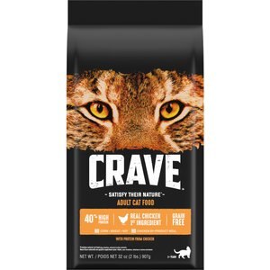 Crave with Protein from Chicken Adult Grain-Free Dry Cat Food, 2-lb bag
