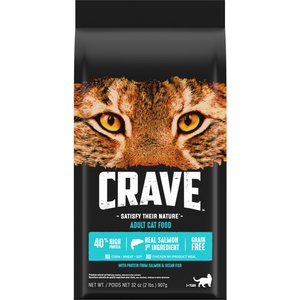 Crave with Protein from Salmon & Ocean Fish Adult Grain-Free Dry Cat Food, 2-lb bag