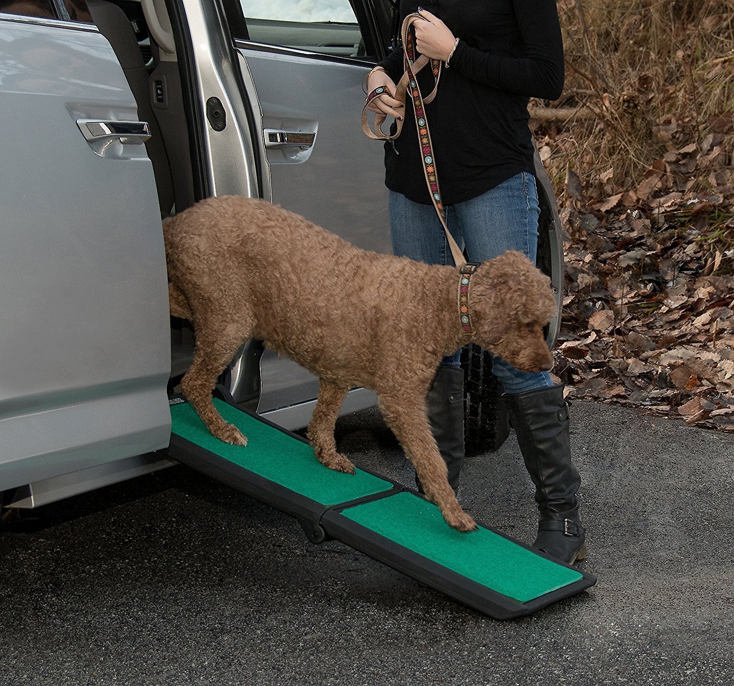 RayGar Dog Ramp 100 x 38 cm Plastic Lightweight Travel Transport Car Van Portable Non-Slip Surface Black 