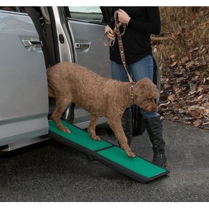Pet Gear Travel Lite Bi-Fold Dog Car Ramp with SupertraX, Black/Green