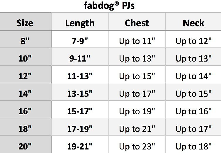 Fabdog Size Chart