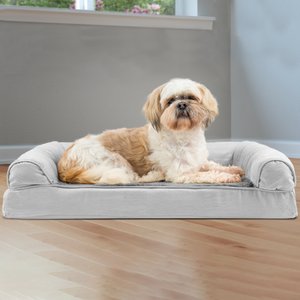 FurHaven Plush & Suede Orthopedic Sofa Cat & Dog Bed, Gray, Medium