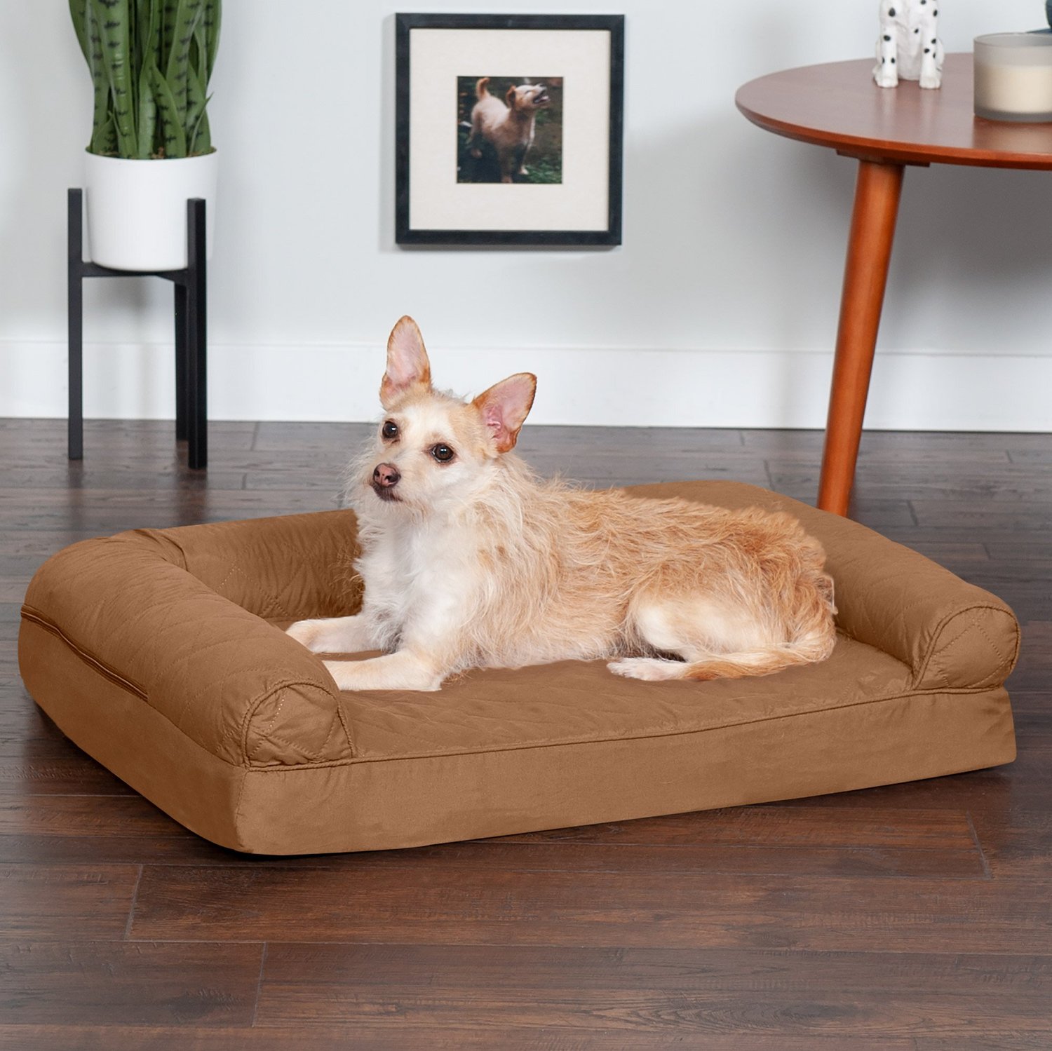 FurHaven Quilted Orthopedic Sofa Dog & Cat Bed, Warm Brown