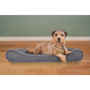 FurHaven Microvelvet Luxe Lounger Orthopedic Cat & Dog Bed w/Removable Cover, Gray, Large