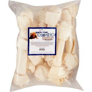 Pure & Simple Pet Flat Knotted Rawhide Bone Dog Treat, Large, 8 count