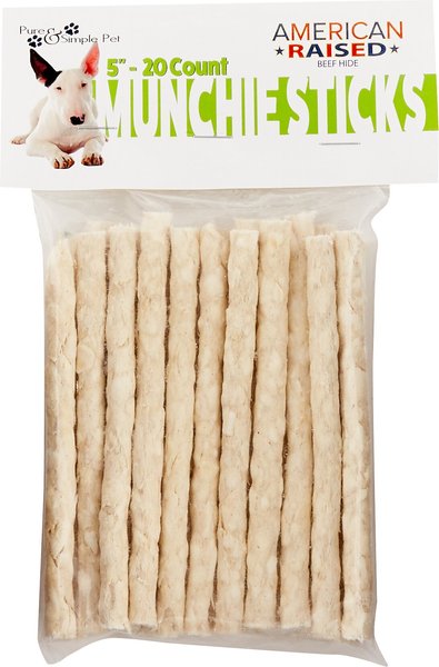 Pure & Simple Pet Rawhide Munchie Sticks Dog Treat, 5-in, 20 count slide 1 of 5