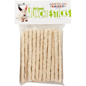 Pure & Simple Pet Rawhide Munchie Sticks Dog Treat, 5-in, 20 count