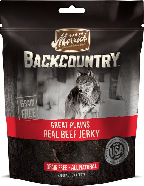 Merrick Backcountry Great Plains Real Beef Jerky Grain-Free Dog Treats, 4.5-oz bag slide 1 of 6