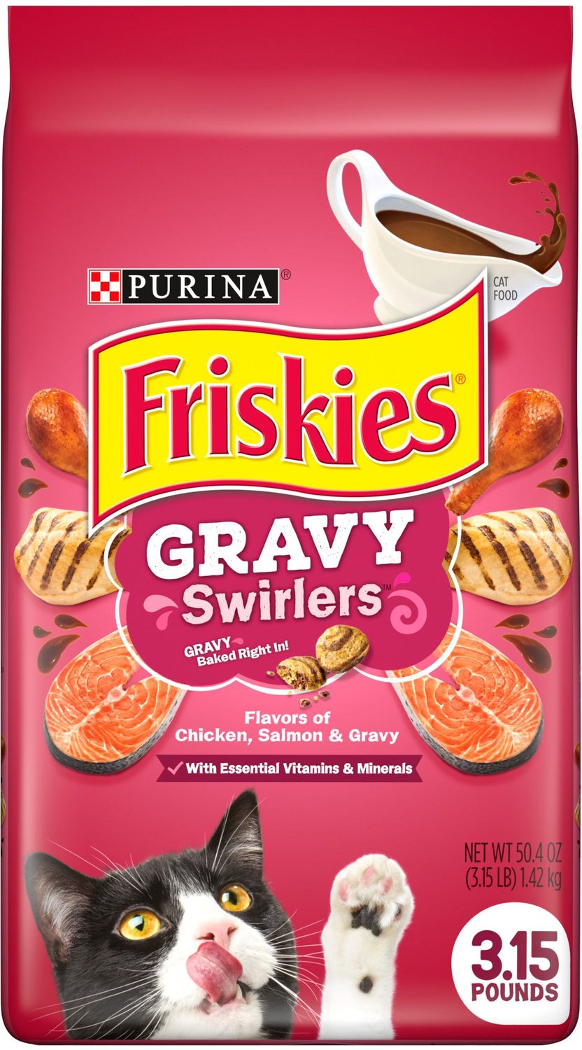 FRISKIES Gravy Swirlers Chicken and Salmon Flavor Dry Cat Food, 3.15lb