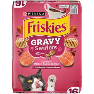Friskies Gravy Swirlers Chicken & Salmon Flavor Dry Cat Food, 16-lb bag