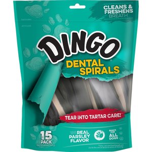Dingo Dental Spirals Mint Flavor Dental Dog Treats, 15 count