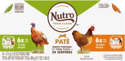 Nutro Perfect Portions Grain-Free Multi-Pack Real Turkey & Real Chicken Paté Recipe Cat Food Trays, slide 1 of 1