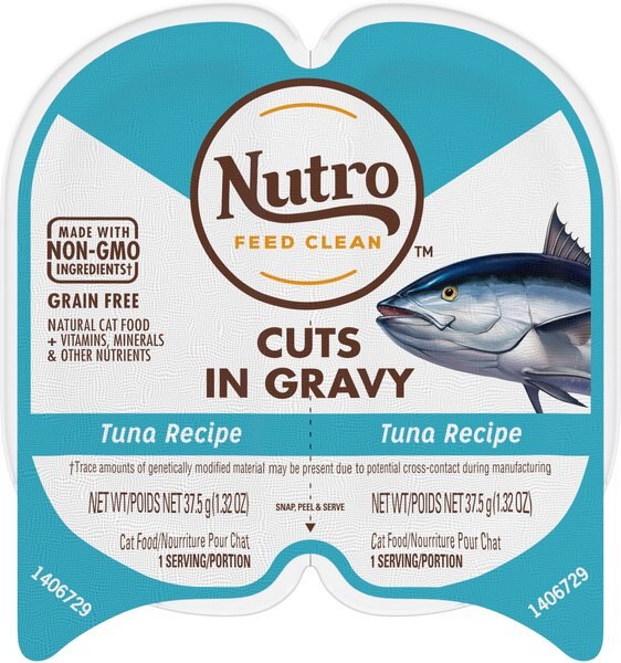 Nutro Perfect Portions Grain-Free Cuts in Gravy Tuna Recipe Cat Food Trays, 2.65-oz, case of 24 twin-packs slide 1 of 9