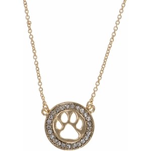 Pet Friends Pave Paw Cutout Pendant Necklace, Gold