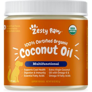 Zesty Paws Coconut Oil Coconut Flavored Liquid Skin & Coat Supplement for Dogs, 16-oz jar