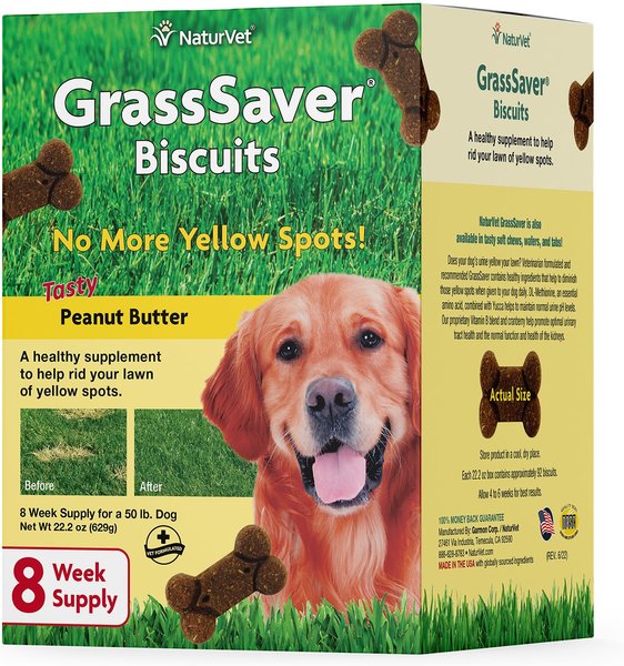 NaturVet GrassSaver Biscuits Peanut Butter Flavored Lawn Protection Supplement for Dogs, 22.2-oz box slide 1 of 4