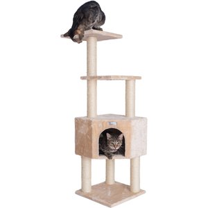 GleePet Faux Fur Covered,  Real Wood Cat Tree & Condo, Beige, 48-in