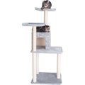 GleePet Faux Fur Covered, Real Wood Cat Tree & Condo, Silver Gray, 57-in