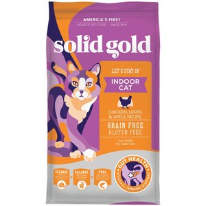 Solid Gold Let's Stay In Chicken, Lentil & Apple Recipe Adult Grain-Free Indoor Dry Cat Food, 3-lb bag