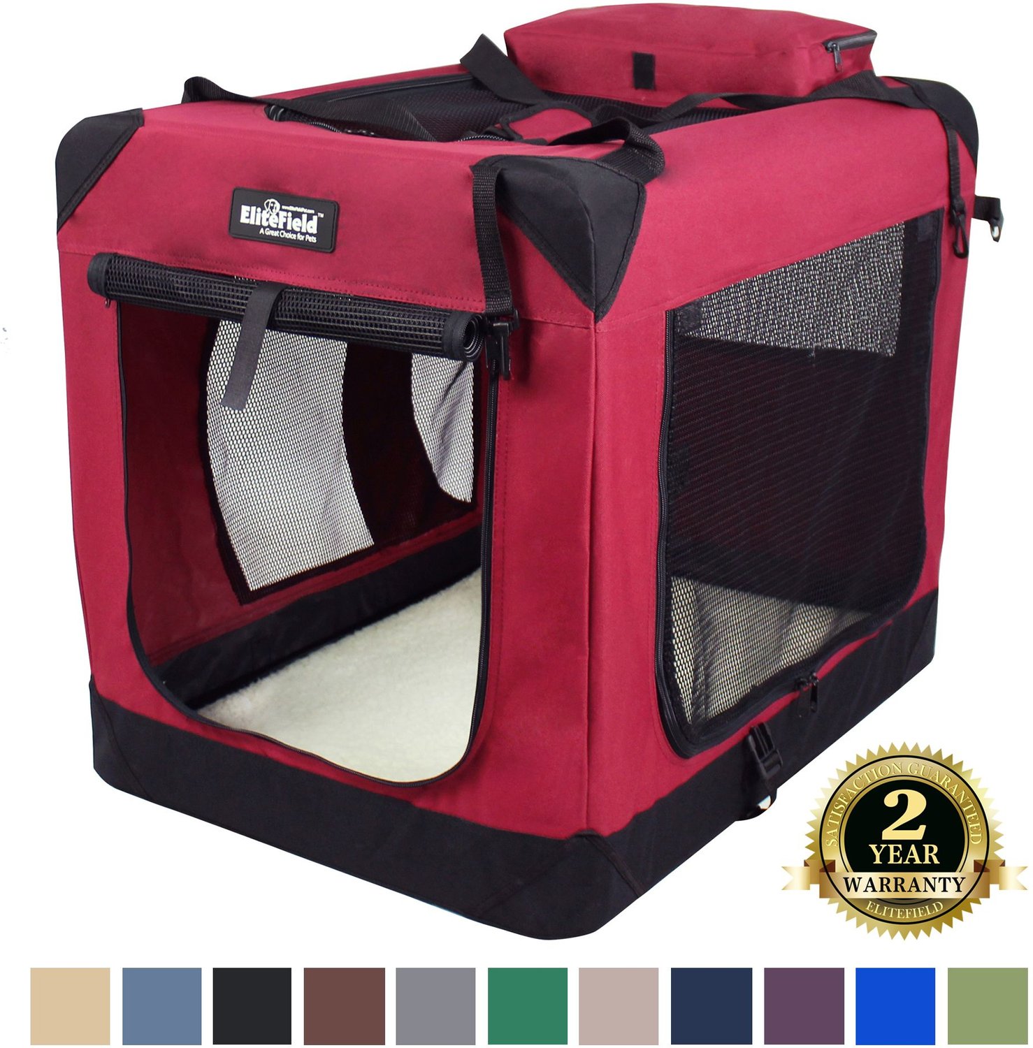 EliteField 3-Door Collapsible Soft-Sided Dog Crate