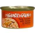 Against the Grain Tuna Toscano with Tomato & Salmon Dinner Grain-Free Wet Cat Food, 2.8-oz, case of 24