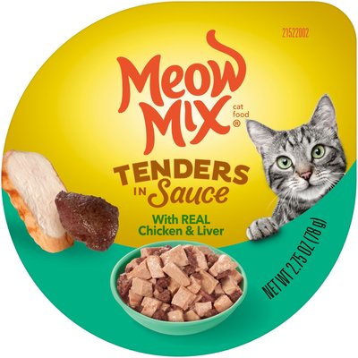 Meow Mix Tender Favorites with Real Chicken & Liver in Sauce Cat Food Trays, slide 1 of 1