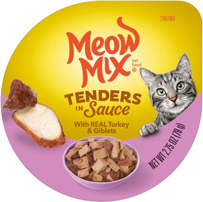 Meow Mix Tender Favorites with Real Turkey & Giblets in Sauce Cat Food Trays, slide 1 of 1