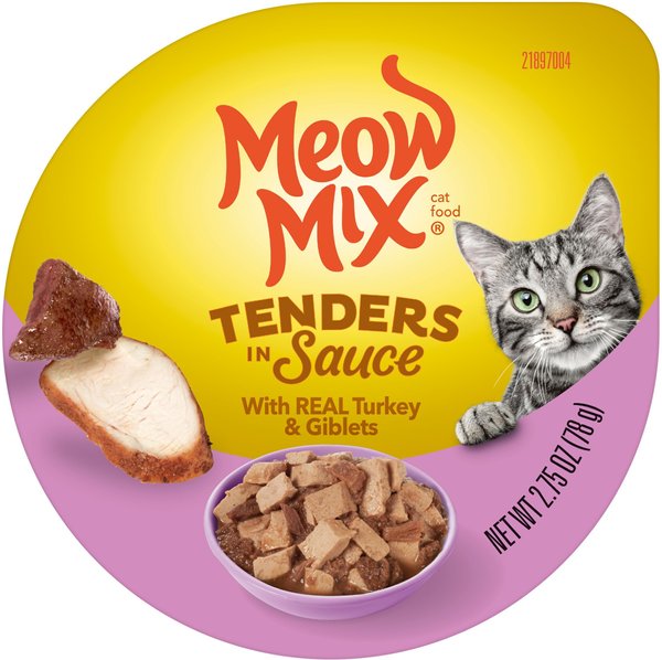 Meow Mix Tender Favorites with Real Turkey & Giblets in Sauce Cat Food Trays, 2.75-oz, case of 12 slide 1 of 1