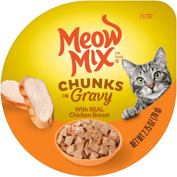 Meow Mix Savory Morsels with Real Chicken Breast in Gravy Cat Food Trays, 2.75-oz, case of 12 slide 1 of 1