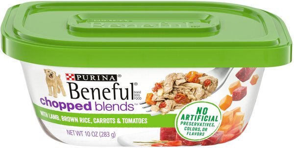 Purina Beneful Chopped Blends With Lamb, Brown Rice, Carrots &Tomatoes Wet Dog Food, 10-oz container, case of 8 slide 1 of 10