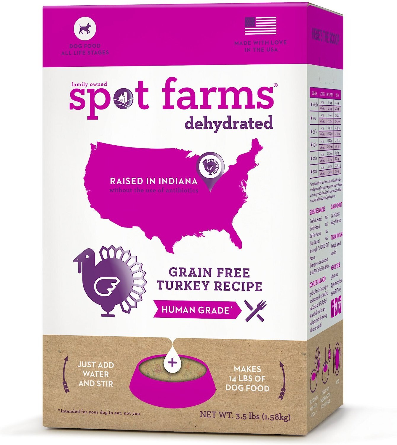 SPOT FARMS Grain-Free Turkey Dehydrated Human Grade Dog Food, 3.5-lb ...