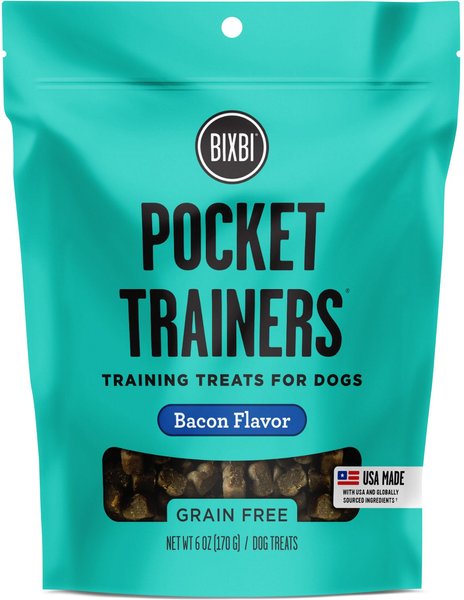 BIXBI Pocket Trainers Bacon Flavor Grain-Free Dog Treats, 6-oz bag slide 1 of 5