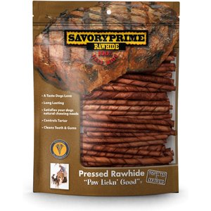 Savory Prime Beef Flavored Rawhide Twists Dog Treats, 5-in, 100 count