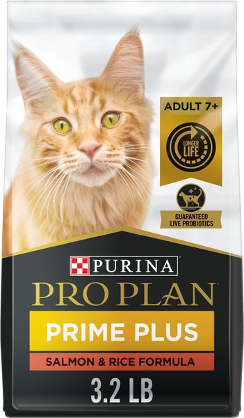Purina Pro Plan Adult 7+ Salmon & Rice Formula Dry Cat Food, 3.2-lb bag slide 1 of 9