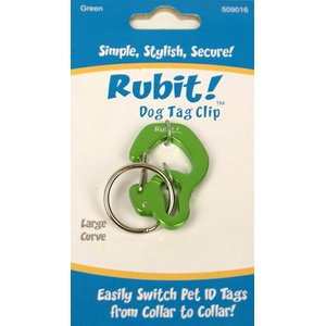 Rubit! Curved Dog Tag Clip, Green, Large