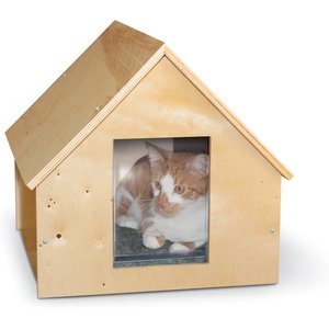 K&H Pet Products Birchwood Manor Outdoor Wooden Cat House, Natural Wood